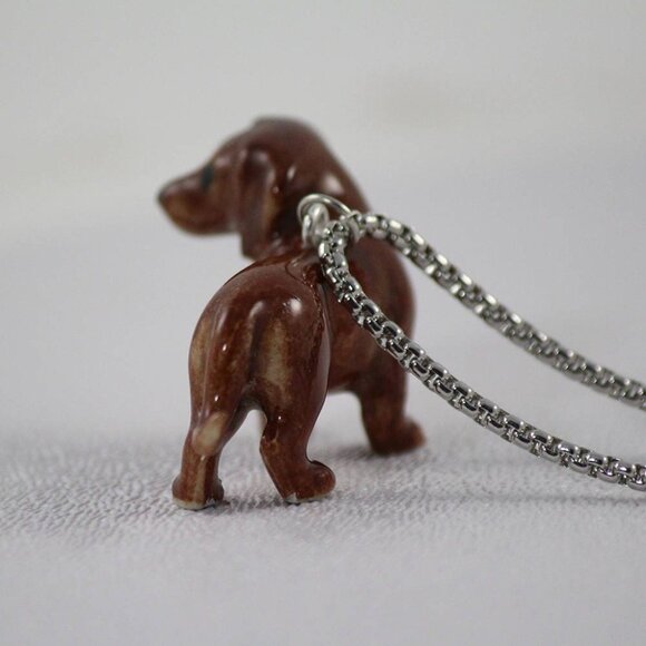 Red Dachshund Pendant & Pearl Necklace, Doxie, Weiner Dog, Pendant Necklace - Picture 2 of 8